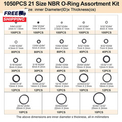 O Ring Kit 1050 PCS O Ring Assortment Kit 21 Size Metric Nitrile Rubber O Rings