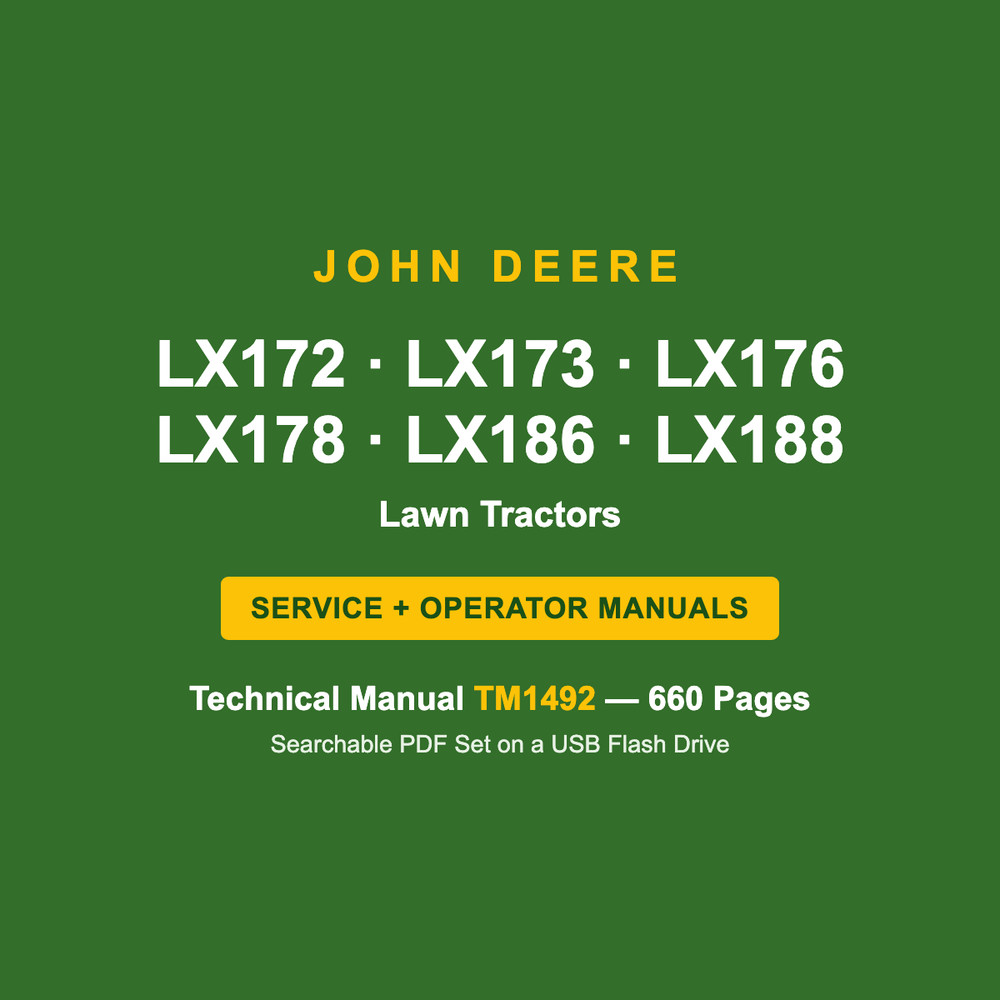 John Deere LX172 LX173 LX176 LX178 LX186 LX188 Service Manual TM1492 USB