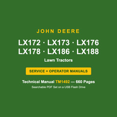 John Deere LX172 LX173 LX176 LX178 LX186 LX188 Service Manual TM1492 USB