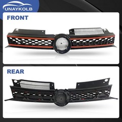 Black Front Upper Grille with Red Trim 2010-2014 GTI Jetta Golf