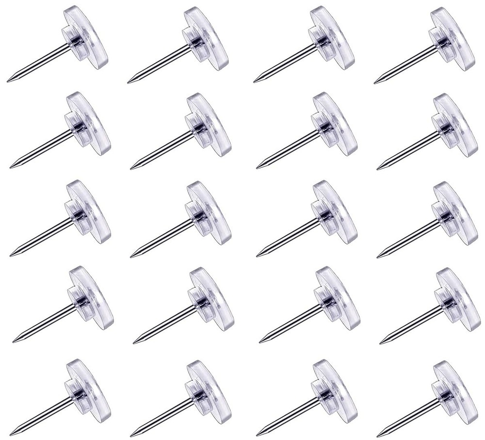 150 Count Push Pins, Clear Thumb Tacks, Flat Thumb Tacks Steel Point and Clear P