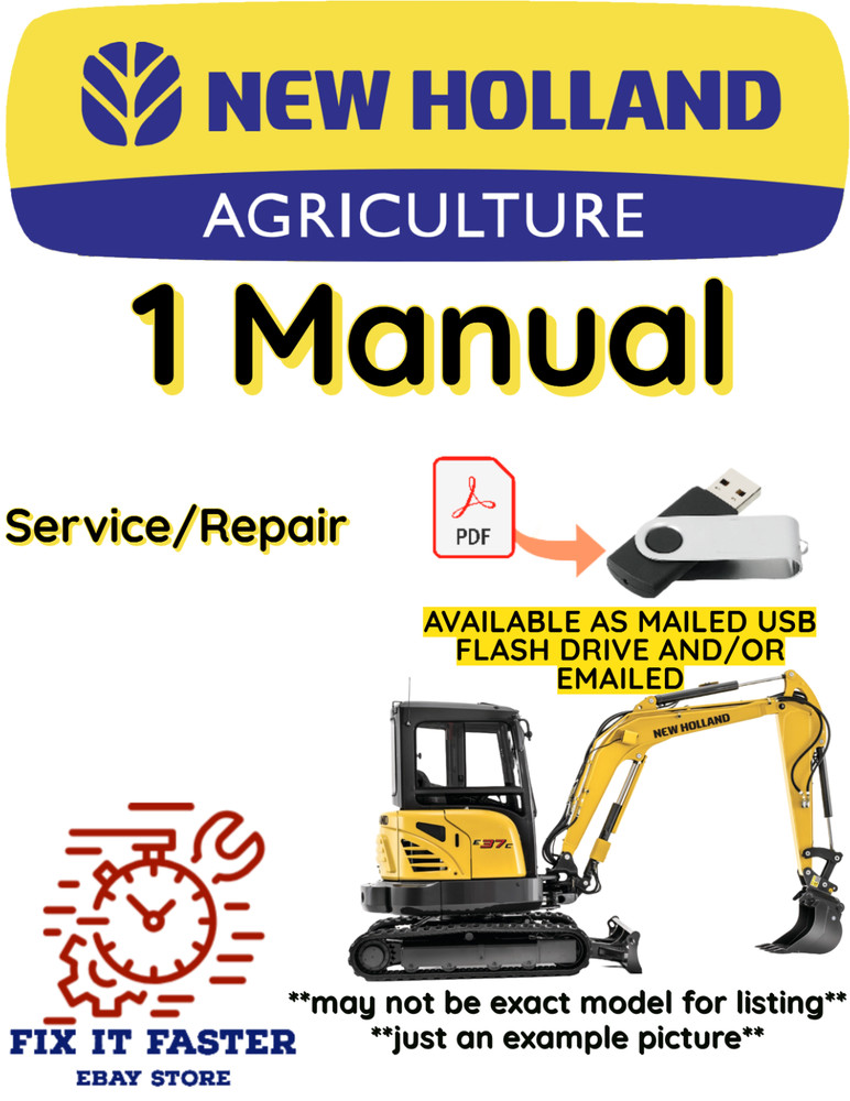 NEW HOLLAND E50 SR MINI-MIDI EXCAVATOR SERVICE REPAIR SHOP MANUAL PDF USB