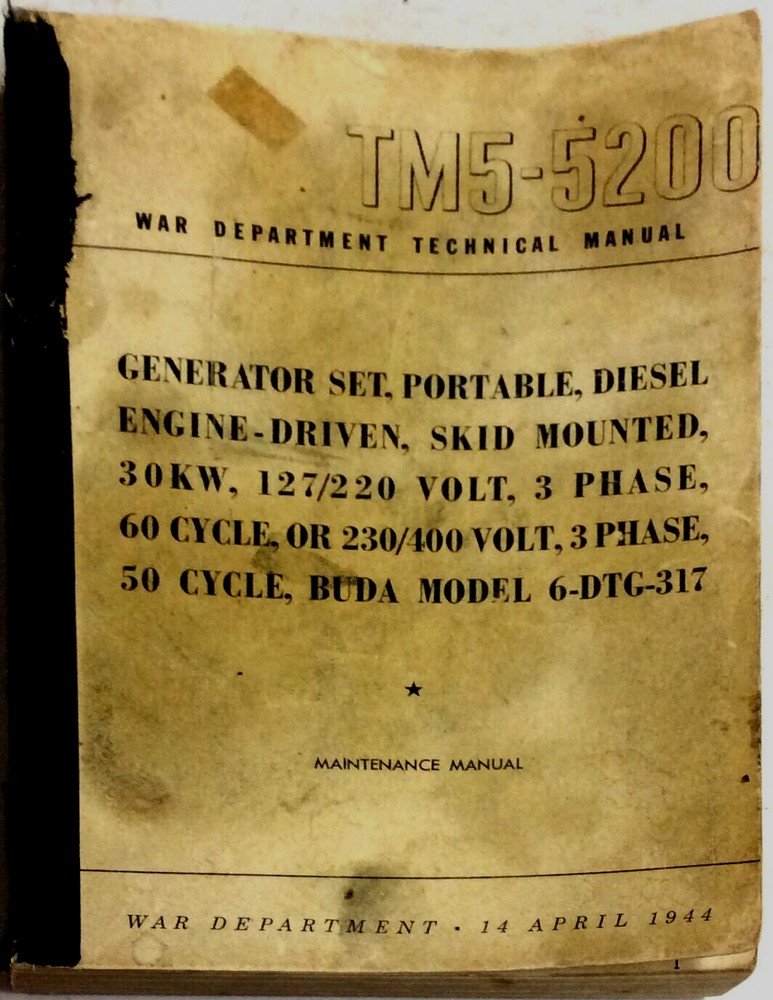 1944 THE BUDA COMPANY WAR DEPARTMENT TECHNICAL MANUAL MAINTENANCE MANUAL