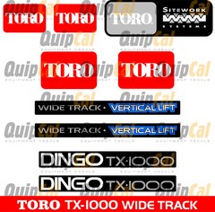 Toro TX-1000 Narrow Track Decal Set or Toro TX-1000 Wide Track Decal Set