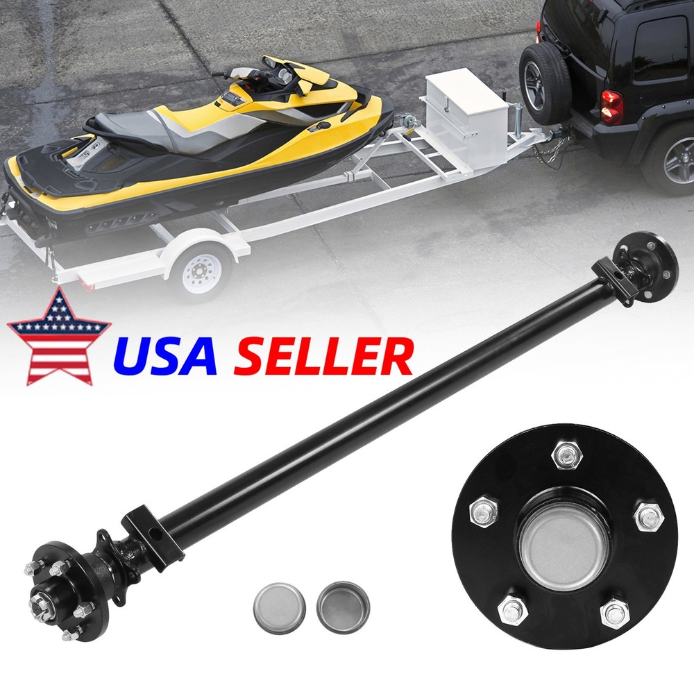 3500lbs Trailer Axle 5 lug 74″ HF 61″ Spring Center 5 on 4.5″ With U-Bolt Kit