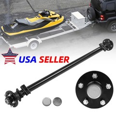 3500lbs Trailer Axle 5 lug 74″ HF 61″ Spring Center 5 on 4.5″ With U-Bolt Kit