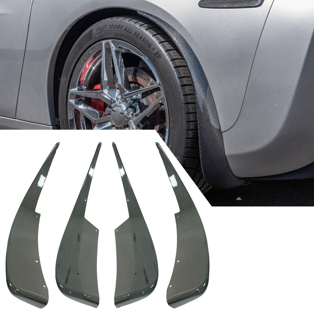 4PCS ZR1 XL Splash Guards Corvette C6 Base 2005-2013 F/R ABS Carbon Painted
