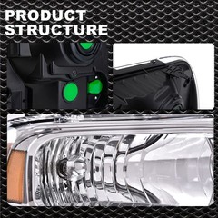Headlights Assembly Fit 1999-2004 Ford F250 F350 F450 F550 Super Duty