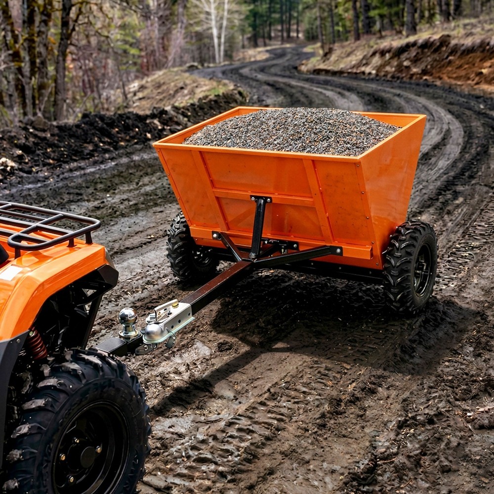 71Gal Towable Sand & Gravel Spreader 882lb Capacity ATV UTV|Towed 2″ Coupler 39″