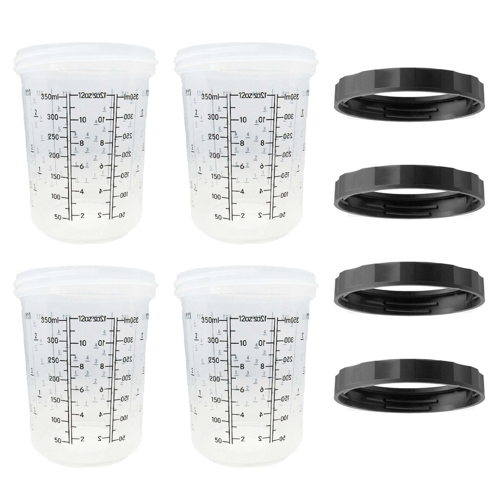 LAUCO 4 Pack Paint Spray Gun Hard Cup Set, 400ML (13.5 Oz) Reusable Mixing Cups