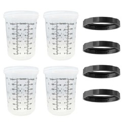 LAUCO 4 Pack Paint Spray Gun Hard Cup Set, 400ML (13.5 Oz) Reusable Mixing Cups