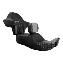 Ext Reach Seat w/ Backrest & Tour Pak Pad Road King & Glide Models 14-23 White