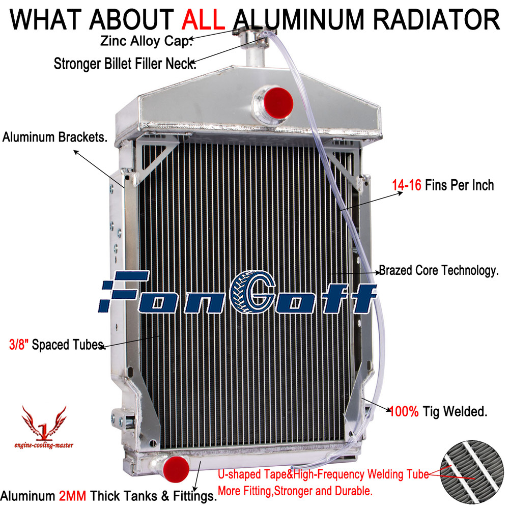 3-Row Aluminum Radiator For International Farmall 504 Tractor #377090R92 Fongoff