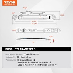VEVOR Hydraulic Top Link Cat.1-1 (11 in