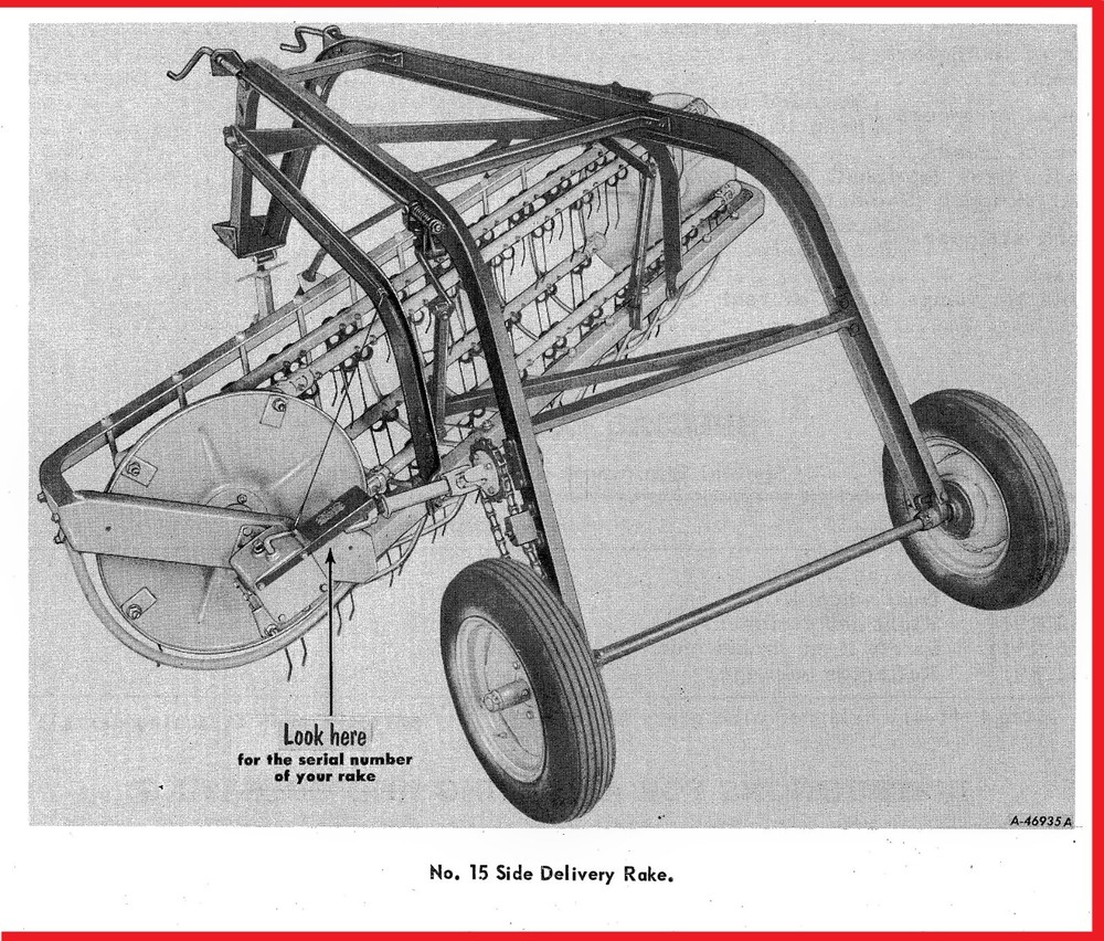 IH International Harvester No 15 Side Delivery Wheel Driven Pull Hay Rake Manual