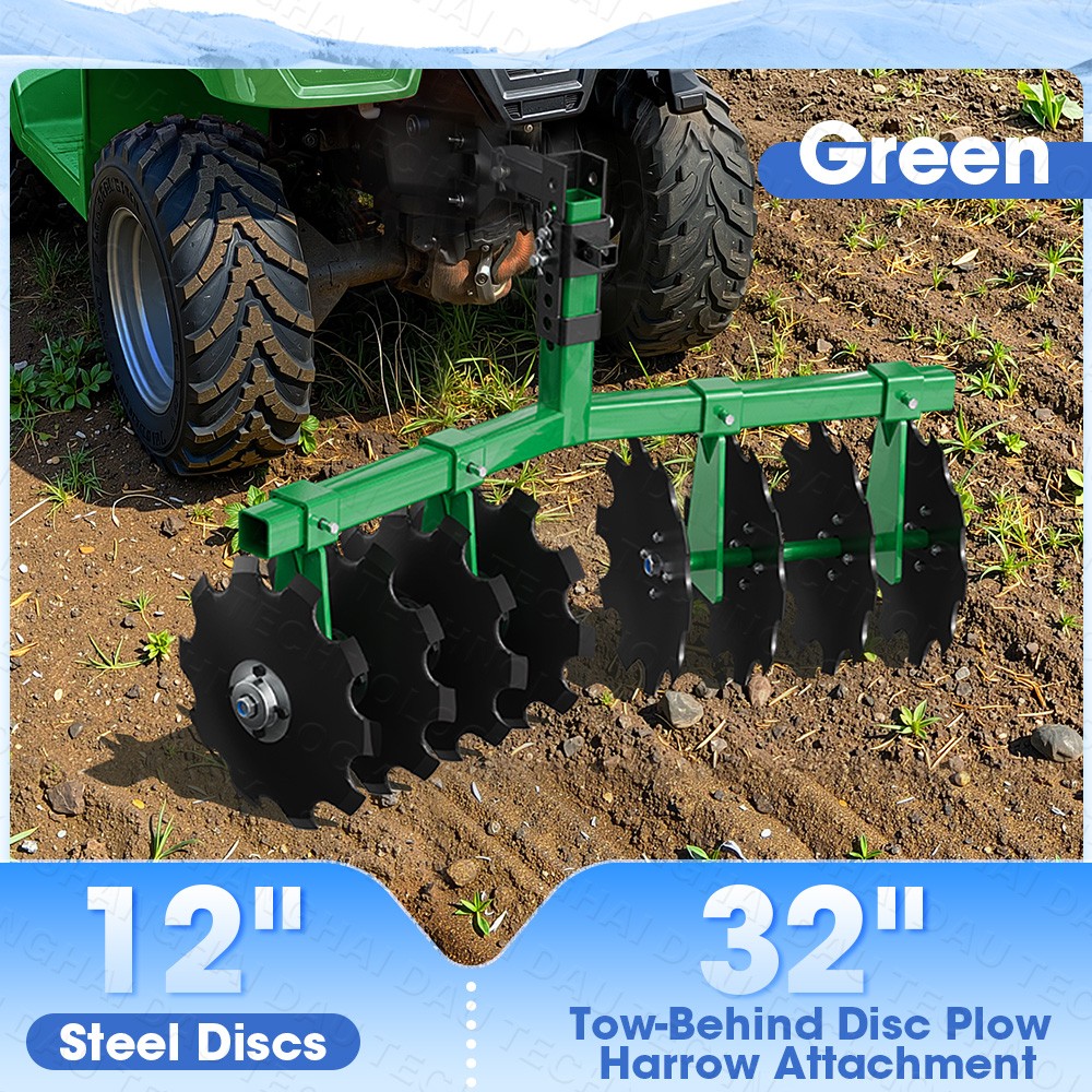 32″ Cut Width Disc Plow Harrow With 2″ Receiver Hitch Mount for ATVs /UTVs Heavy