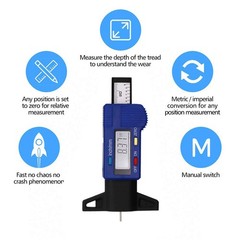 0-25.4mm Digital Tire Tread Depth Gauge, Electronic Tread Meter