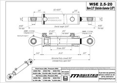 Hydraulic Cylinder Welded Double Acting 2.5″ Bore 20″ Stroke Swivel Eye 2.5×20