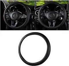 Carbon Fiber Leather Steering Wheel Cover, Anti-Slip & Breathable Color: Black