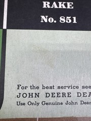 John Deere 851 Semi-Integral Side-Delivery Rake Operators Manual OM-E18-953