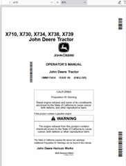 John Deere X710 X730 X734 X738 X739 Tractor Owner Operators Manual OMM175434 USB