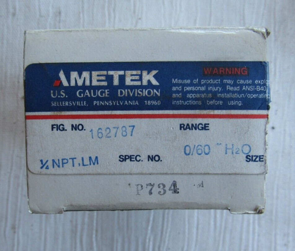 Ametek Gauge 0/60 in. H2O Gauge 162787