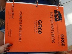Rhino Parts Catalog Operator Manuals Binder GR60, GR72, GR84, SR166, RC12, E-60