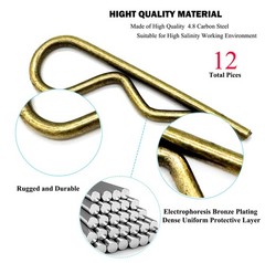 12 Pcs Heavy Duty Hitch Pins Clip R Clips Spring Bronze M3x60mm-12pcs,