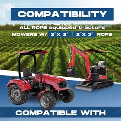 Red Tuff Top Tractor Canopy 48×52 For 2×2 2×3 ROPS Sun Shield Mower Umbrella