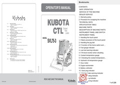KUBOTA SKID STEER SVL75-3 MANUAL OWNER OPERATOR SERVICE REPAIR ENGINE PDF ON USB