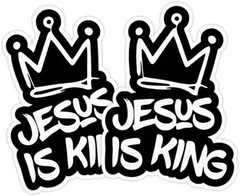 Jesus is King Vinyl Decal Set of 2 with Crown Design, 4.53″x5.91″, for Car Windo