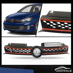 Black Front Upper Grille with Red Trim 2010-2014 GTI Jetta Golf