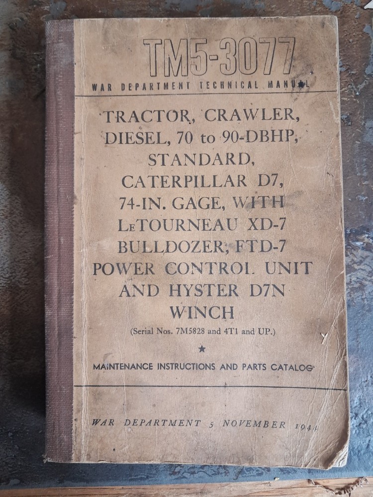 TM5 3077 War Department Technical Manual Diesel Tractor Caterpillar Bulldoze Q30