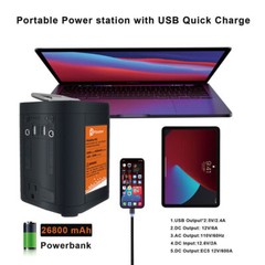 2X 1800A 26800mAh AC Output Multi-purpose Energy Storage Battery with Light