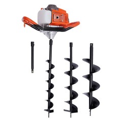 71CC 2 Stroke Post Hole Digger Gas Power Earth Auger Fence Drill w/4″,6″,8″ Bits