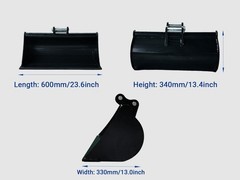 600mm Smooth Edge Bucket for 1-1.8T Mini Excavator, With Pin, Free Shipping USA