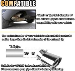 Adjustable Chrome-Plated Exhaust Tip, 2.5″ Inlet 3.3″ Outlet Tail Pipe for Most