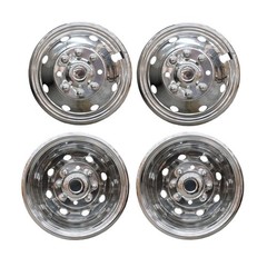 4pcs 16″ Polished Stainless Steel Dually 8Lug F/R Wheel Sims F350 E350 E450 3500