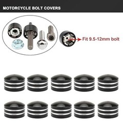 10pcs Motorcycle Bolt Covers Engine Color: Black fit 9.5-12mm BoltSize: Middle