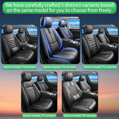 Seat Covers for Honda Civic 2022-2026 Breathable Leather All Weather Black Blue