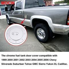 Chrome Fuel Filler Gas Door Cover Compatible with 1999-2006 Chevy Silverado S…
