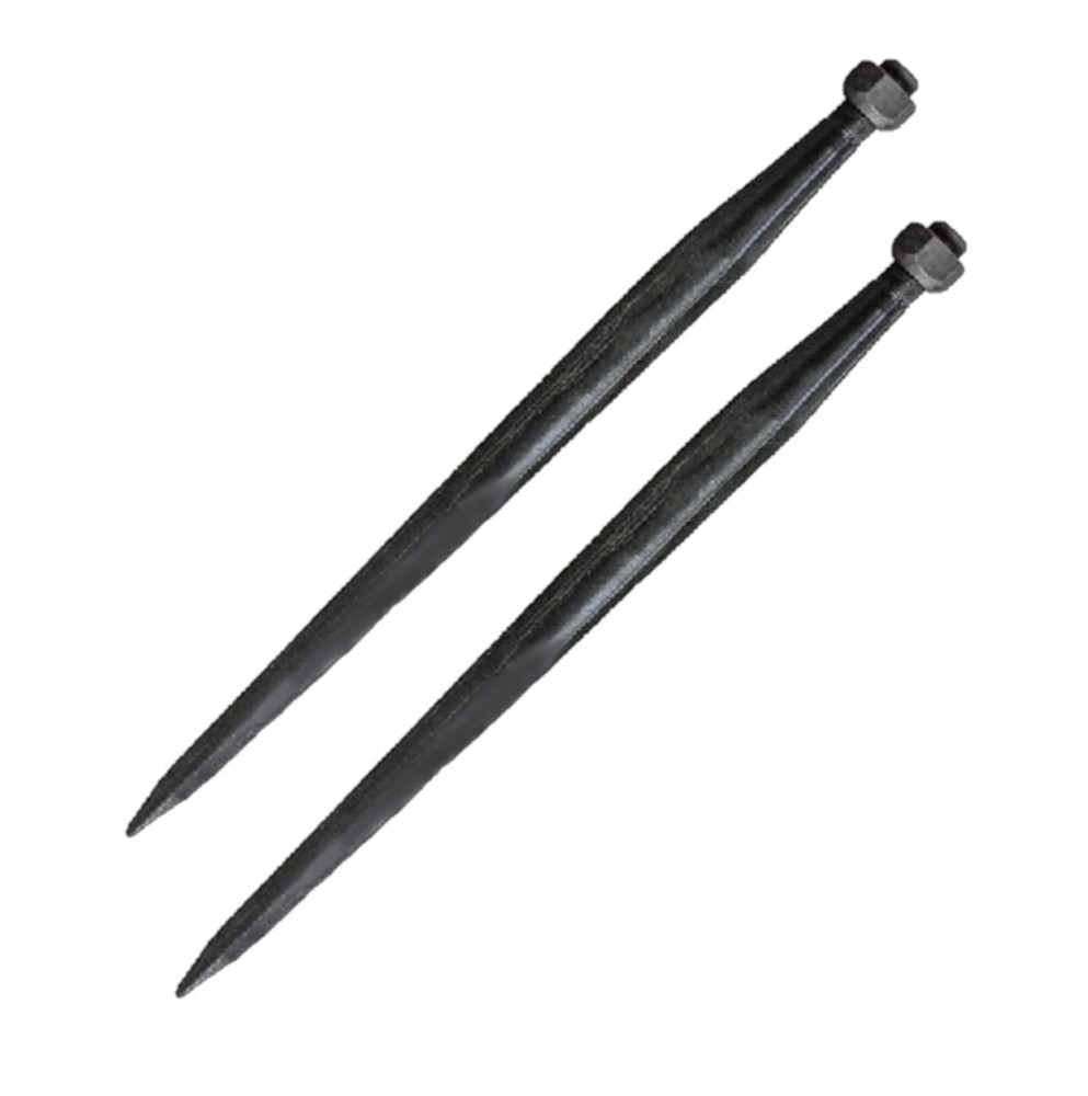 2 of 32″ Black Tapered Bale Spears w/ Nut 3,500 LB Capacity 28 MM Italian Made