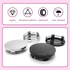 Pack-4 Car Wheel Center Hubcap, ABS Plastic Steel Rim Fixed Water Color: Black