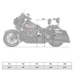 Low Profile Dual Seat Backrest White Stitch 09-23 Touring Road King