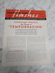 THOMSON GIBB ELECTRIC WELDING FLASHERS JUNE 1941 TEMPOBRAZING SALES BROCHURE