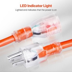 100FT Indoor Outdoor Extension Cord, 16AWG 10Amps 1250W, 3 Prongs Appliance Elec
