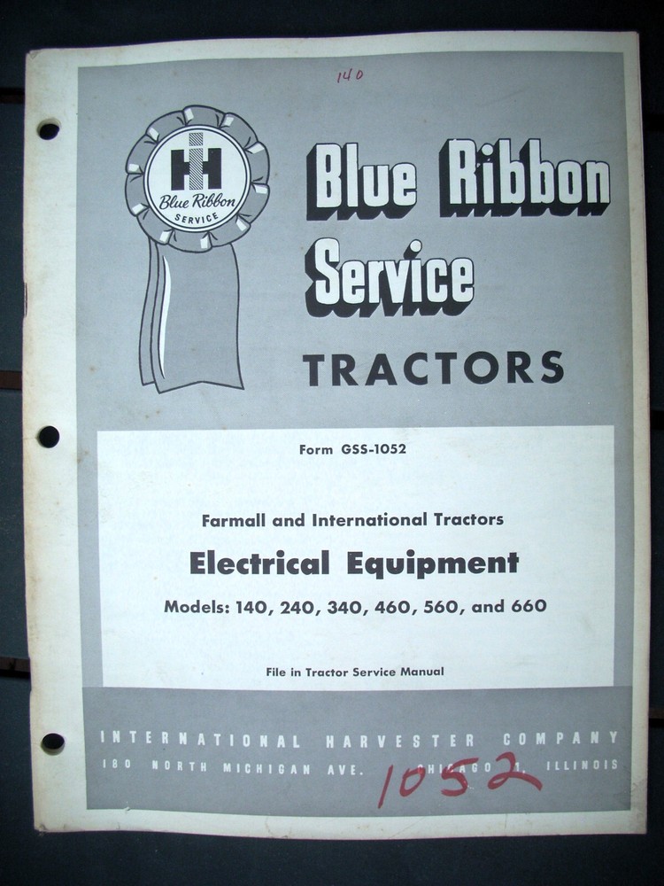 IH Farmall International 140 240 460 560 660 Electrical Equipment Service Manual