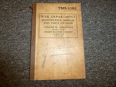 1944 War Dept Jaeger CS20 Concrete Spreader Service Repair & Parts Manual