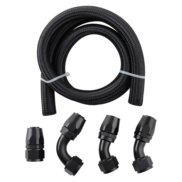 AN16 AN-16 Hose Fuel line rubber Nylon braided 5FT with 90 degree AN fittings 45
