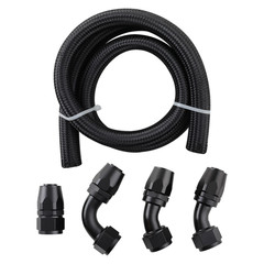AN16 AN-16 Hose Fuel line rubber Nylon braided 5FT with 90 degree AN fittings 45